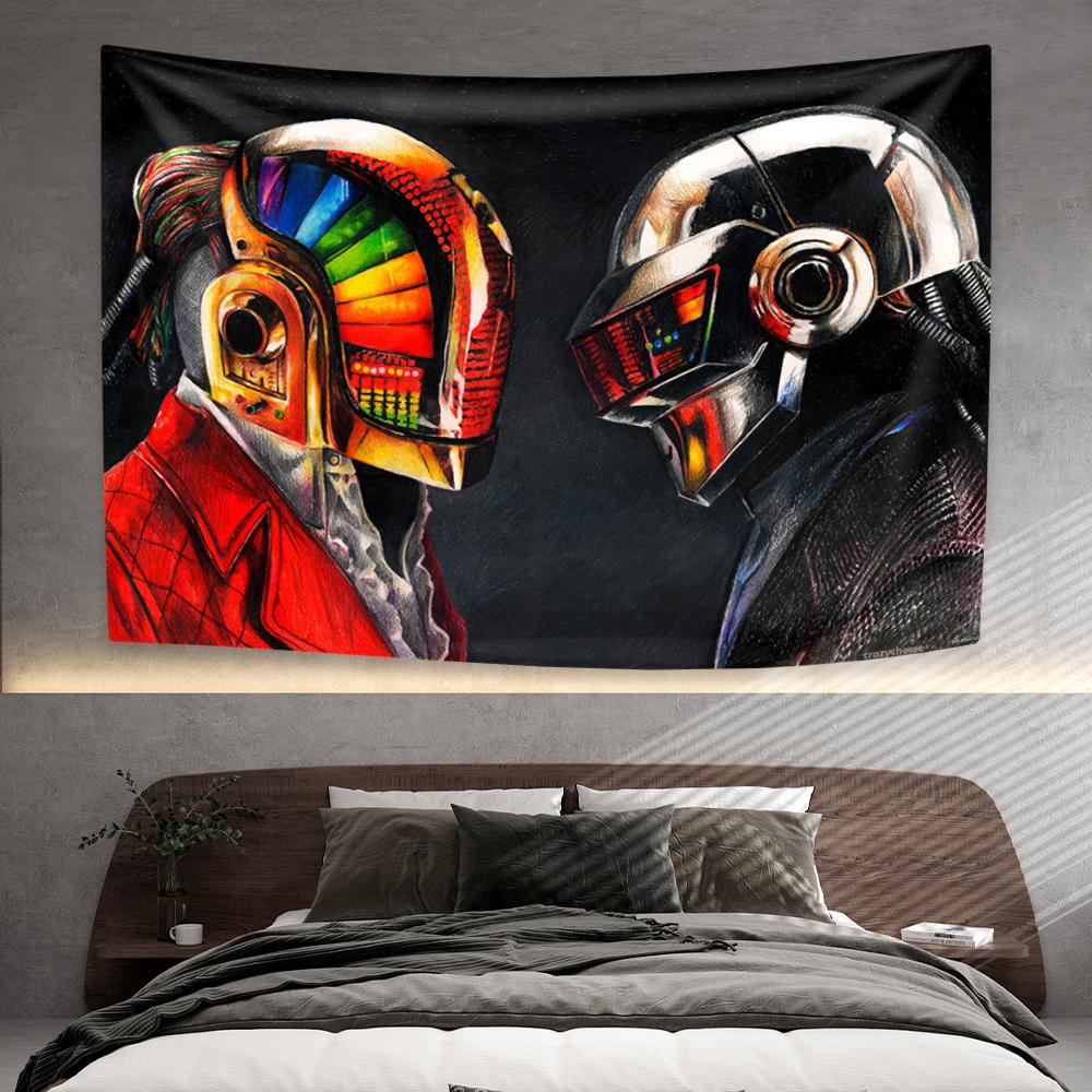 Daft Punks Tapiserie Elektronická Hudba Domácí Dekorace Nástěnná Závěsná Látka na Pozadí do Ložnice nebo Obývacího Pokoje Koncertní Dekorace
