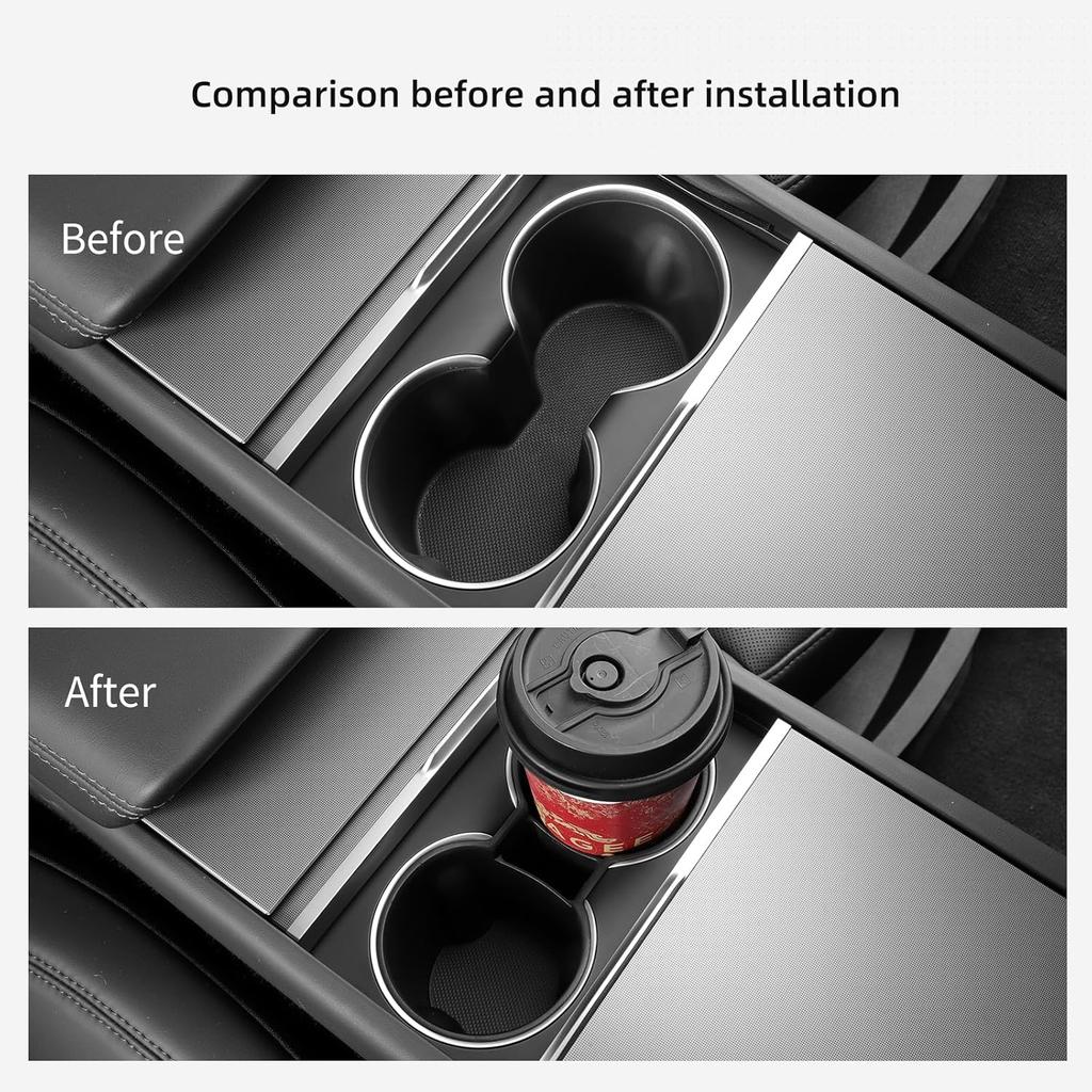 LUCKEASY Center Console Water Cup Holder for 2026 2025 Tesla Model Y Juniper New TPE Car Interior Organizer Center Console Water Drink Limiter Holder