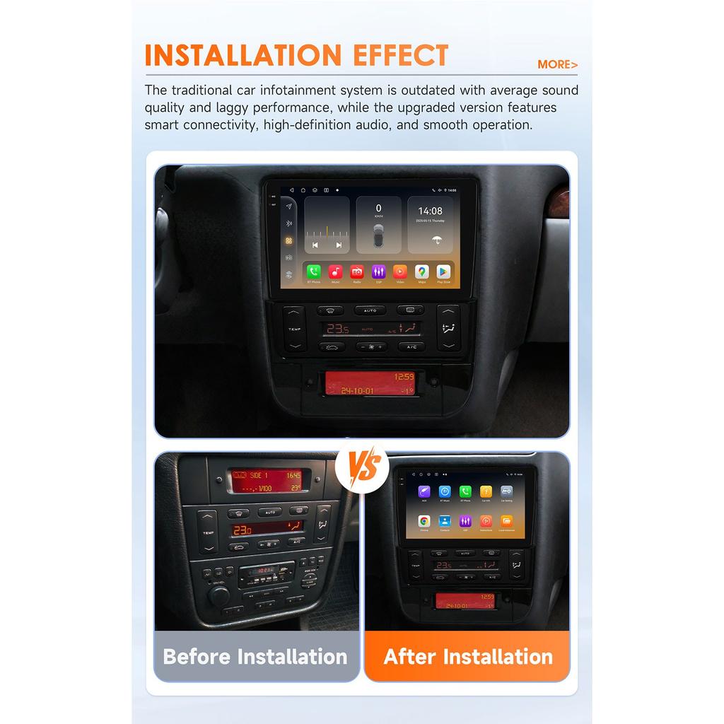 OSSURET 2din Autoradio Car Multimedia AI Voice Bluetooth 8Core Qualcomm Snapdragon 360° Cam Carplay Android Car Radio for Peugeot 406 1994-2005 GPS FM