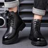 Bottes à plateforme rétro en cuir tendance antidérapantes pour hommes Designer Semelle souple Automne Hiver Chaussures pour hommes Mode Décontractées Bottes de travail pour hommes