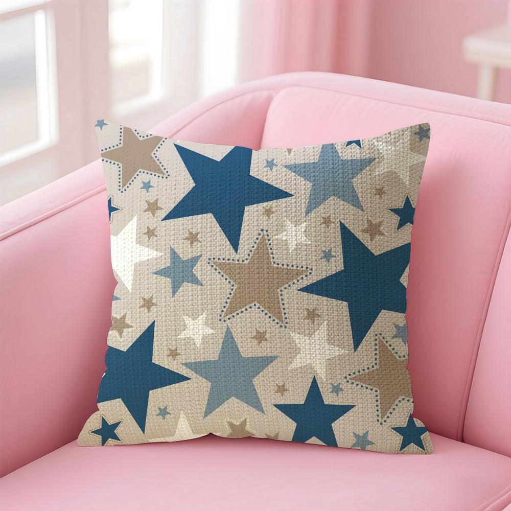 Stars Fashion Cushion Cover Natural Linen Pillow Case DoubleSided Print Decorative Sofa Pillowcase Home Decor Gift
