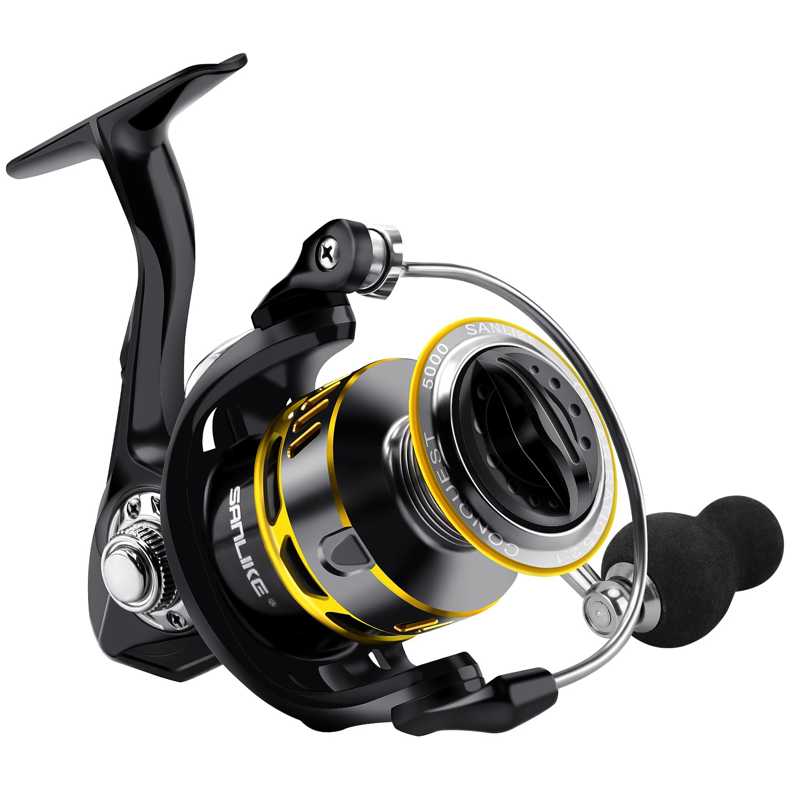 

SANLIKE Spinning Long Eging Freshwater Saltwater Gear Ratio Max Drag Force 5000 Reel, Casting, Reel, Ultralight, & Fishing, 5.21/5.11, 15KG, 7+1BB,
