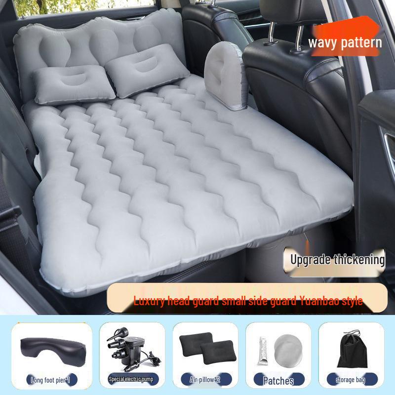 Universal Inflatable Car Mattress - Portable Folding Flocked Bed for Back Seat, SUV, and Sedan Trunk