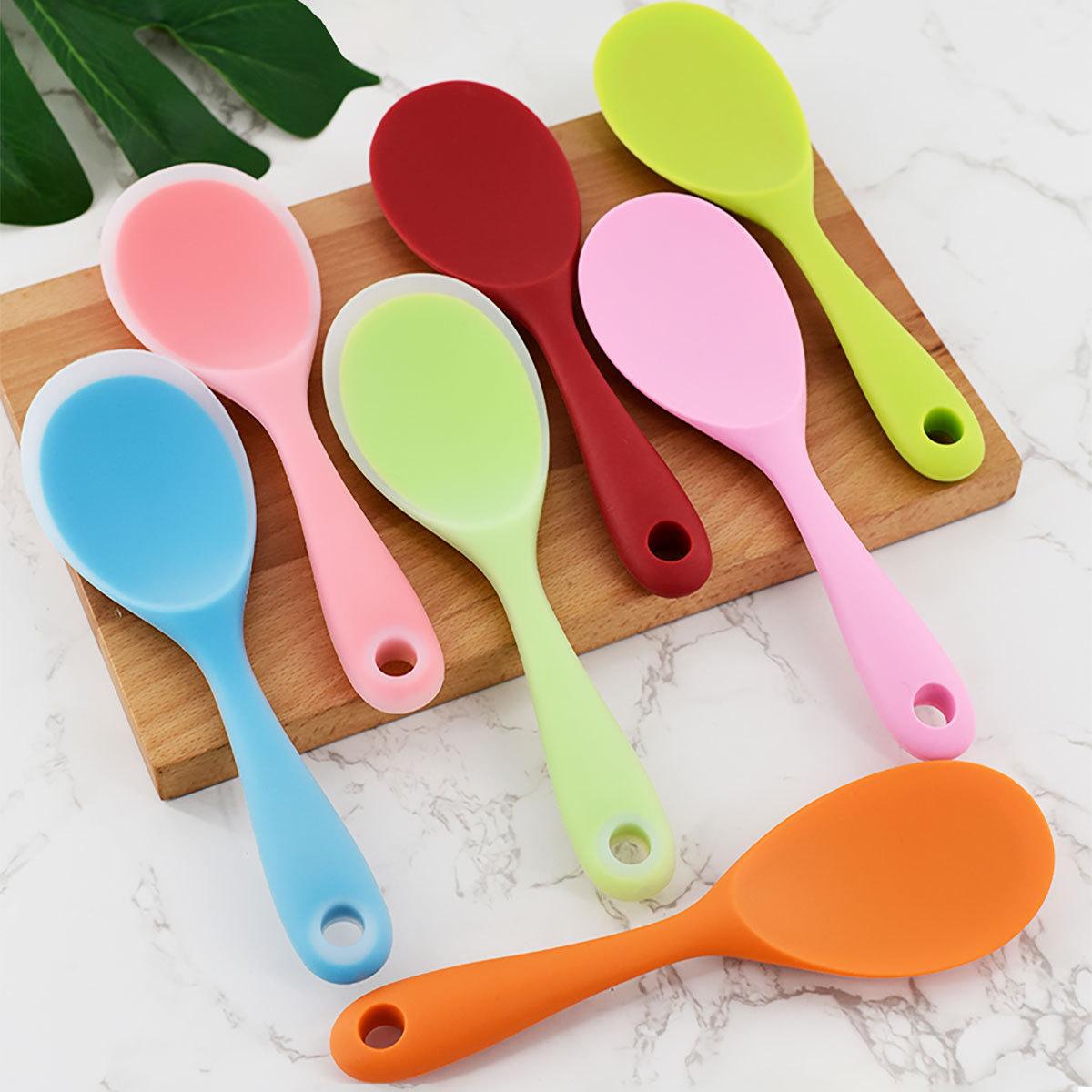 High-temperature silicone rice spoon2Set Multifunctional kitchen spoon Silicone mixing spoon Salad spoon Heat-resistant rice spoon Does not 2