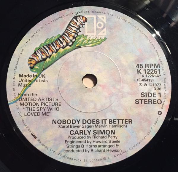 

7inch Record CARLY SIMON - Nobody Does It Better K12261 Elektra UK Rock Used