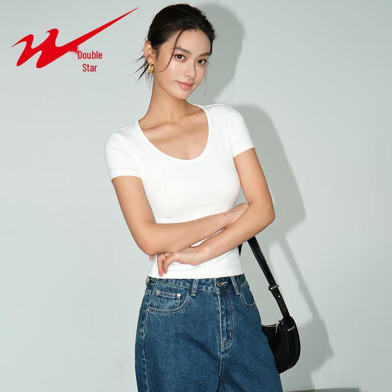 Shuangxing Women s U-Neck Short Sleeve T-Shirt M