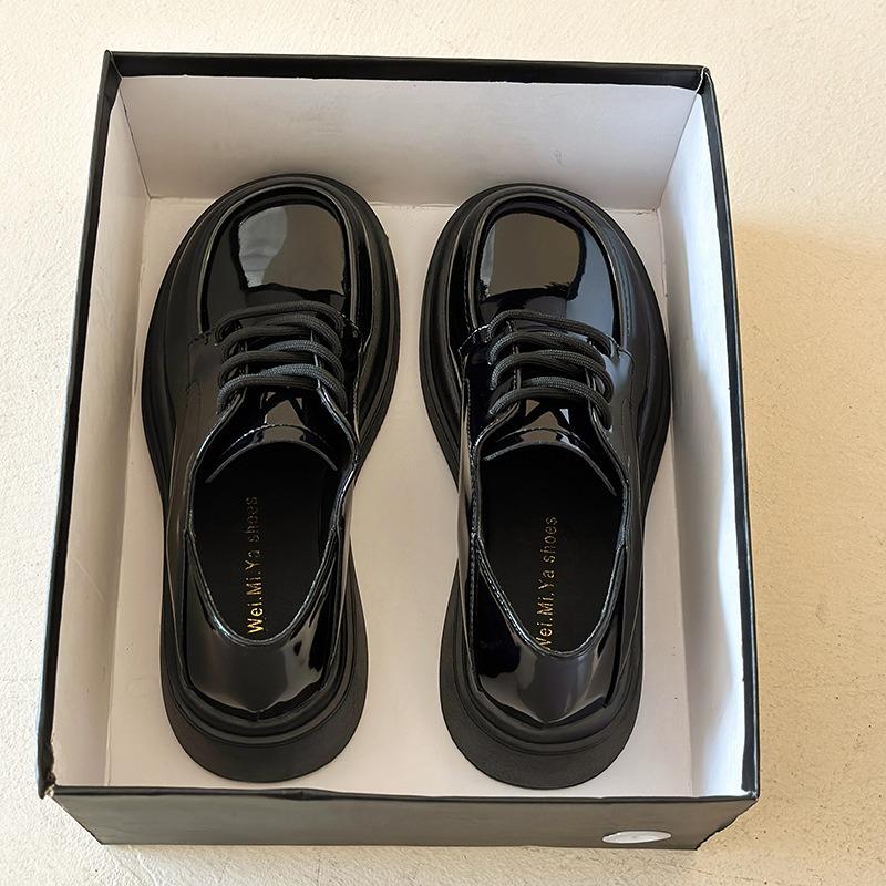 Leather small leather shoes women's spring new thick-soled heightening Mary Jane single shoes
