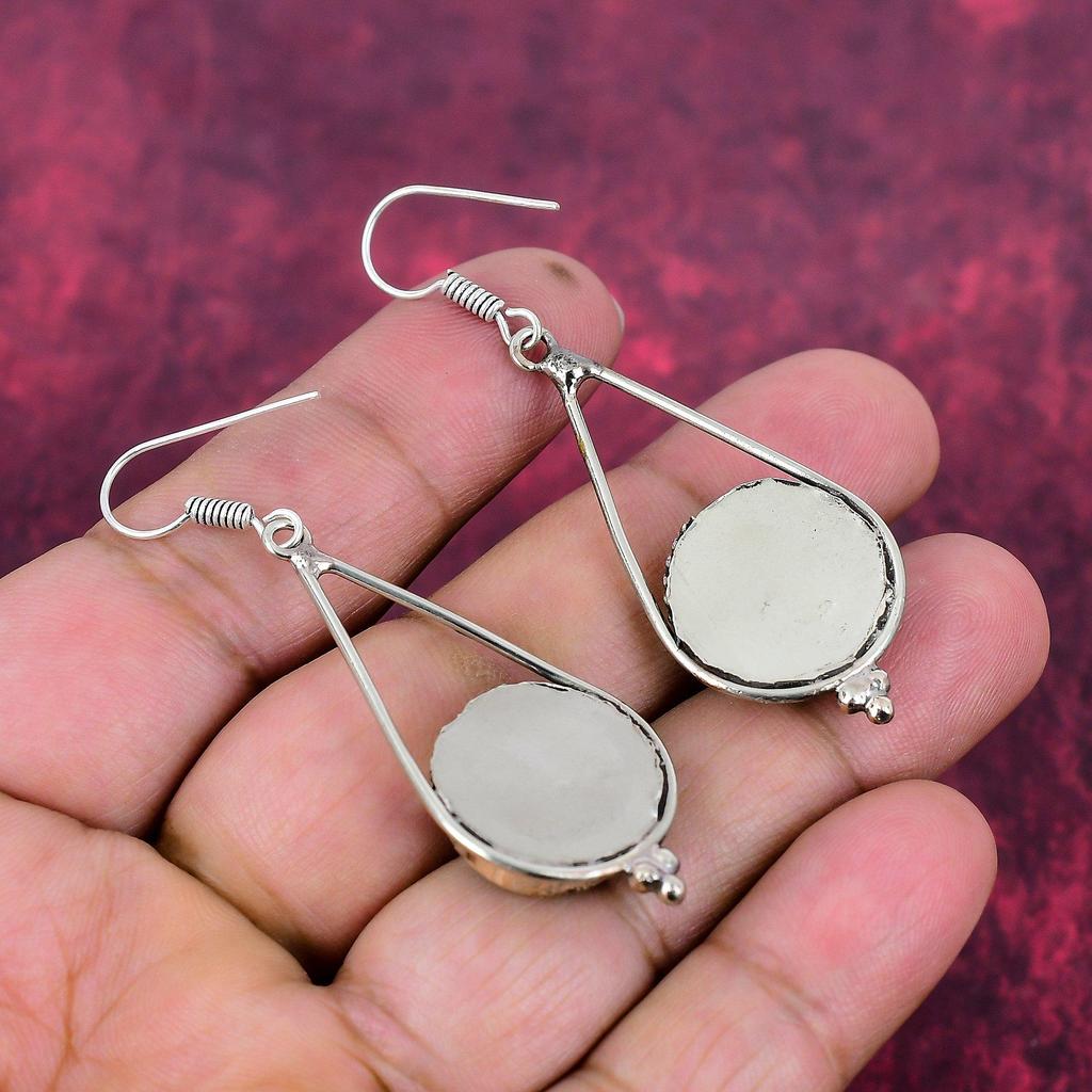 Turquoise, Coral 925 Solid Sterling Silver Nepali Earrings, Handmade Gemstone Earrings Jewelry, Gifts For Wife Brand New Earrings