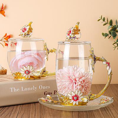 Creative Enamel Color Daisy Glass High Temperature Resistant Large Capacity Water Cup High Value Drinking Cup Cold Water Duck Bill Pot