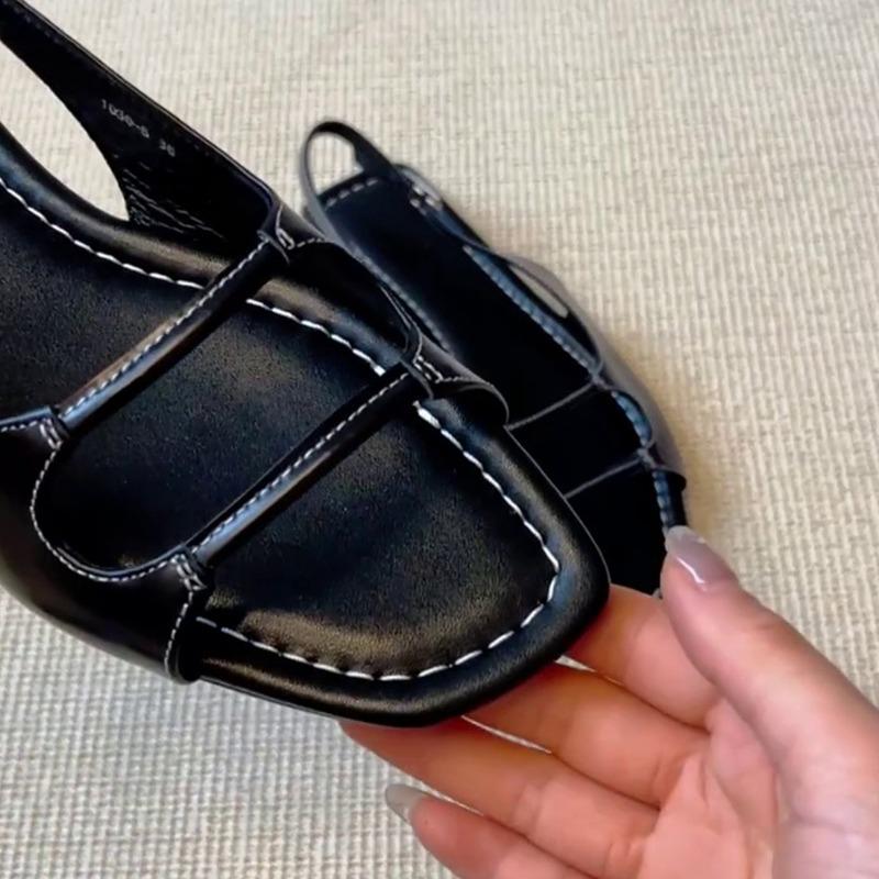 Sheepskin~ Flat open-toed one-word sandals women's summer wear simple vacation seaside beach cool slippers