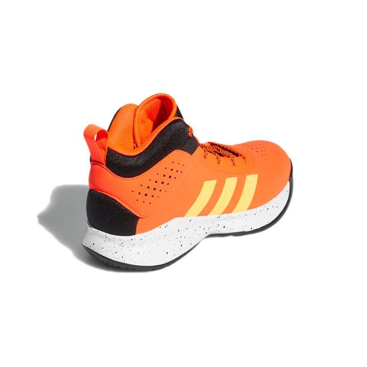Adidas Cross Em Up 5 K Wide Durable Non-Slip Mid-Top Retro Basketball Shoes Kids Sneakers Orange Black GZ0090