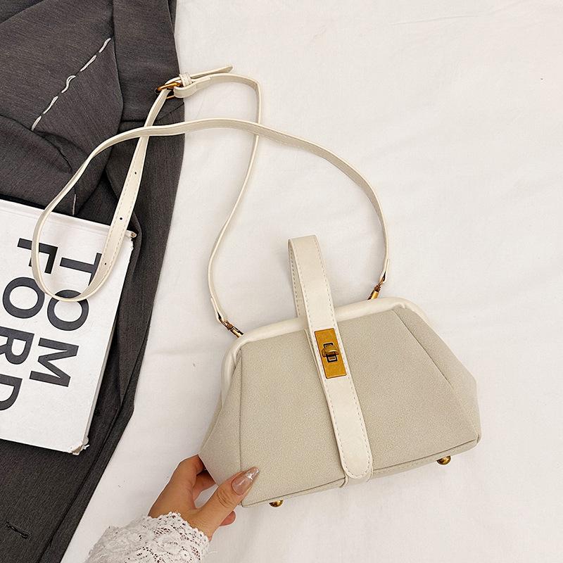 Autumn new small bag texture fashionable portable clip shell bag simple shoulder messenger women's bag