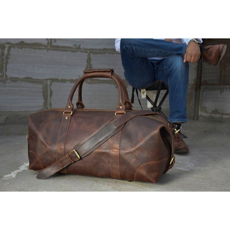 Leather Weekender Bag Duffel Men Duffle Bags Leather Weekend Bag Mens Overnight Bags Travel Gifts for Him Dad Boyfriend Holdall