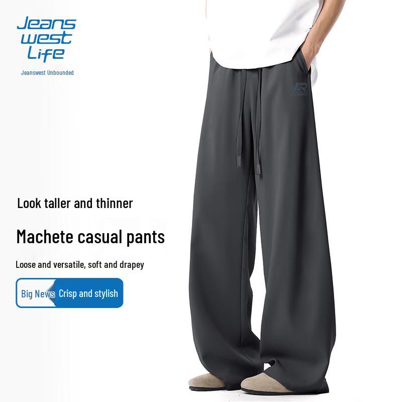 

JEANSWEST LIFE Men s Letter Patch Loose Curved Pants 3XL