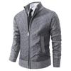 Autumn and Winter Men's Stand-up Collar Thickened Warm Fleece Cardigan Sweater Men's Loose Large Size Zipper Knitted Sweater Jacket
