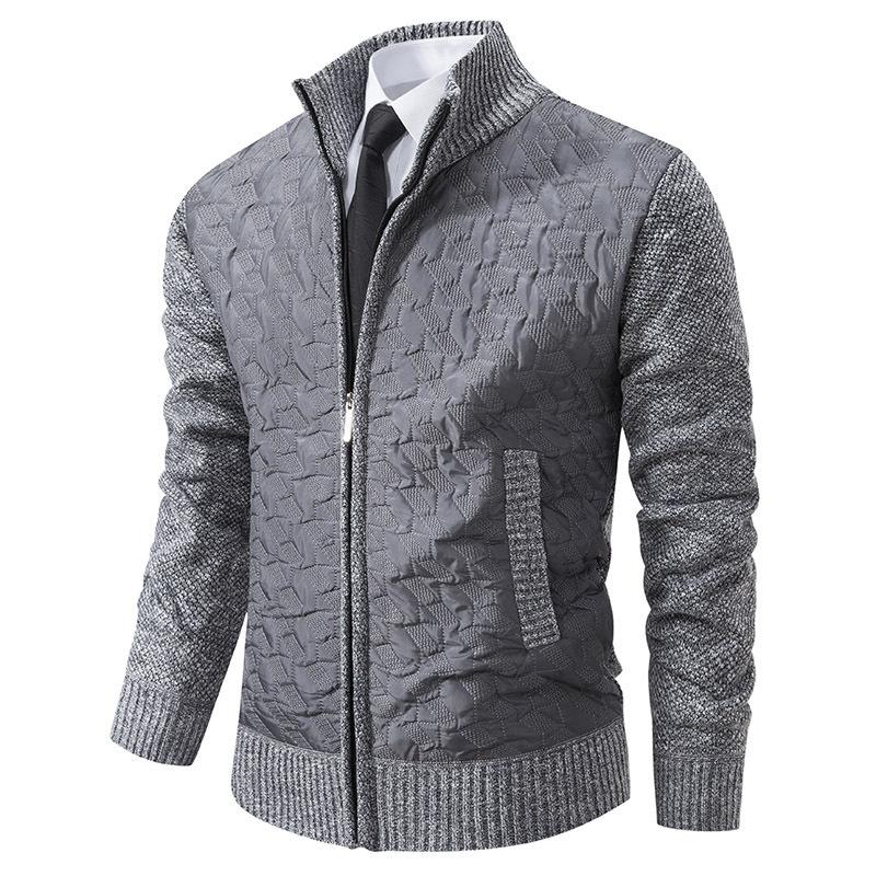 Autumn and Winter Men's Stand-up Collar Thickened Warm Fleece Cardigan Sweater Men's Loose Large Size Zipper Knitted Sweater Jacket