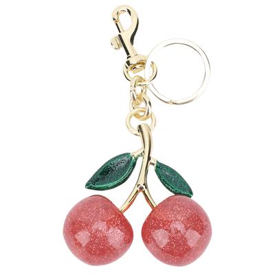 Glitter Cherry Keychain Bag Stylish Women Cute Bag Pendant for Purses Handbags Car Keychain Pink