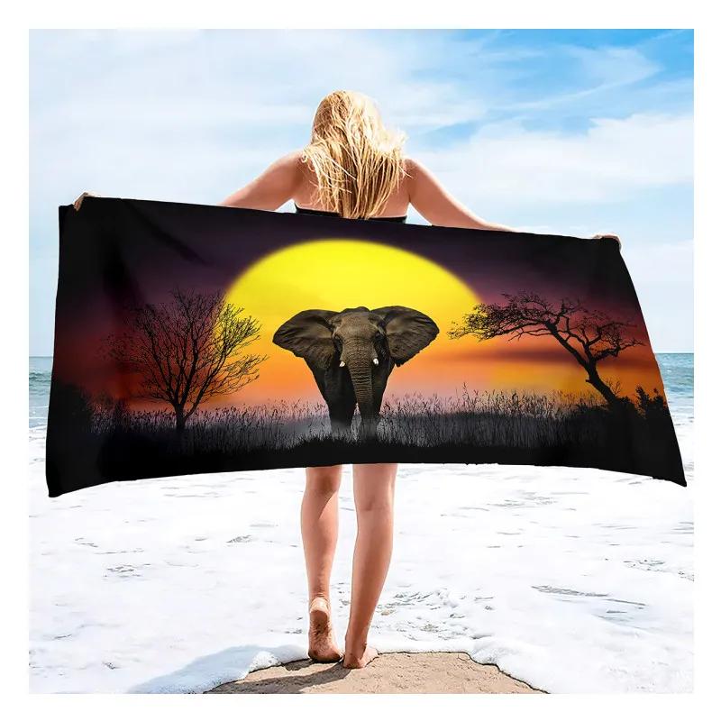 Microfiber Sand Free Beach Towel Quick Fast Dry Absorbent Oversized Lightweight Towels Blanket Swimming Bath Camping Elephant