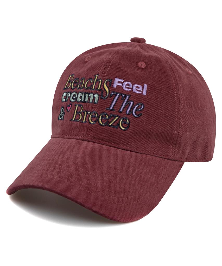 Bichiseuaenkeulim Breeze Cotton Ball Cap-Burgundy