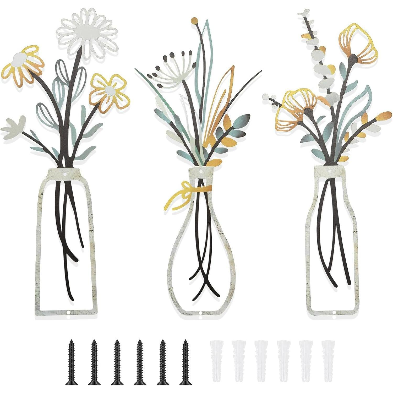 

Metal Flowers Wall Art,Colorful Metal Wall Art Decoration,Ornament Arts Minimalist Floral Decor,Boho Wall Decor Sculptures for Living Room Bathroom Z