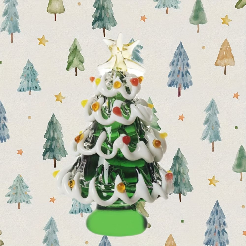Cartoon Glass Christmas Tree Ornament Colorful Figurines Collectibles  Desktop