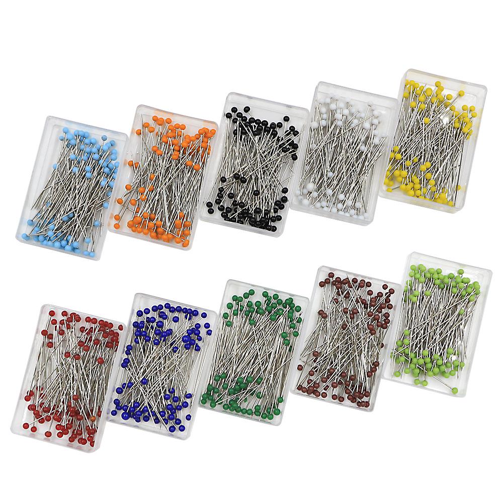 100-Piece Set: 38mm Glass Head Pins in 10 Colors for Sewing and Quilting