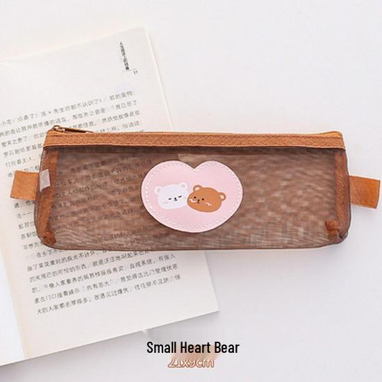 2025 New Japanese Style Little Bear Transparent Pencil Case - Cute, Large Capacity for Students