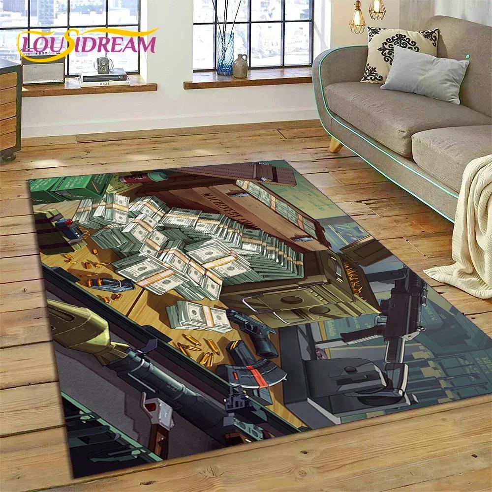 3D GTA Spiel Grand Theft Auto Gamer Teppich für Schlafzimmer Wohnzimmer Zuhause Sofa Dekoration, Kinder Spiel Große Dekor Bodenmatte