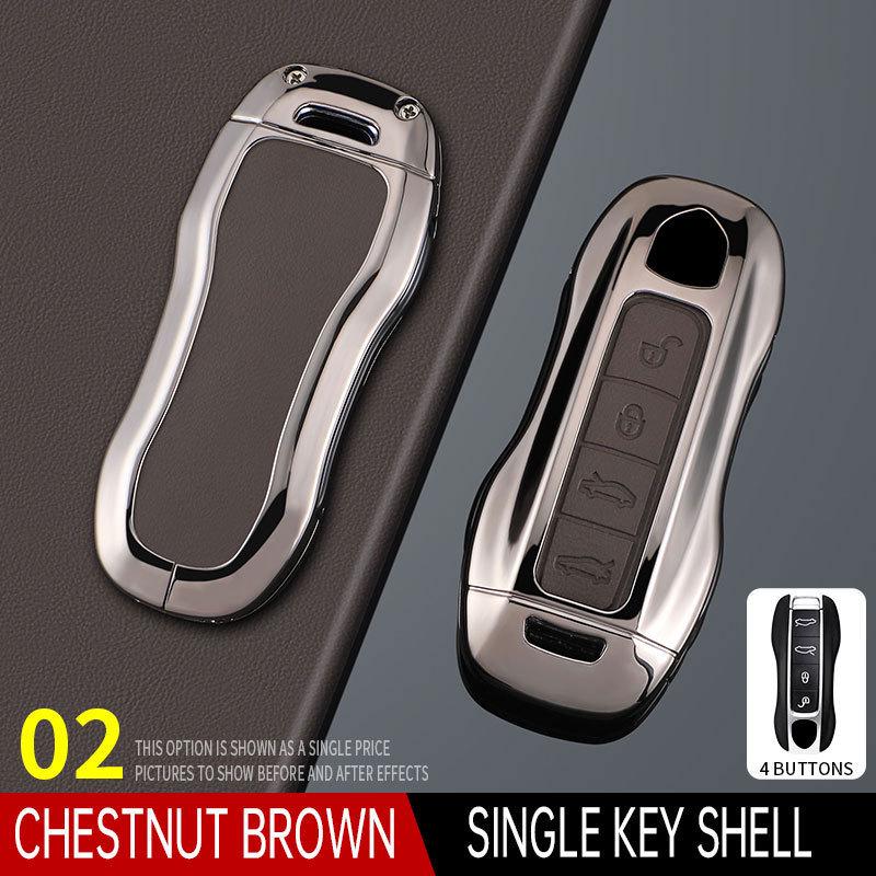Compatible Key Cases for Porsche: Cayenne, Macan, Panamera, 911, 718 - Featuring Metal and Leather Buckle