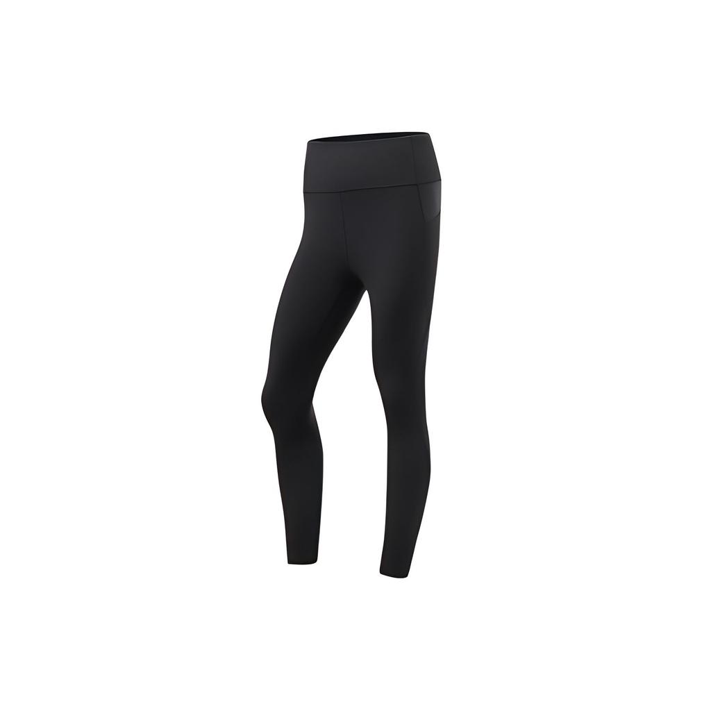 Li Ning Fitness Series Solid Color Logo Tight Sports Long Pants Women Bottoms Black AULR054-1