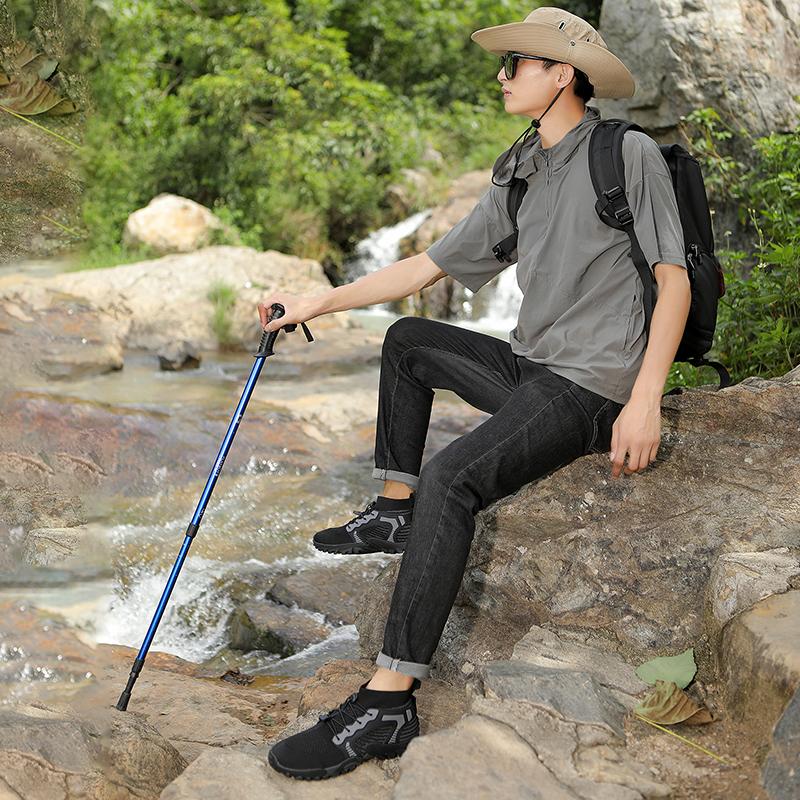 Outdoor Sneakers for Men Anti-slip Hiking Sports Shoes Breathable Mesh Ankle Boots Barefoot Climbing Shoes Wear-resistant Big Size 48