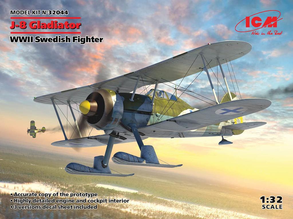 ICM 1/32 Swedish Air Force J-8 Gladiator Plastic Model Kit 32044