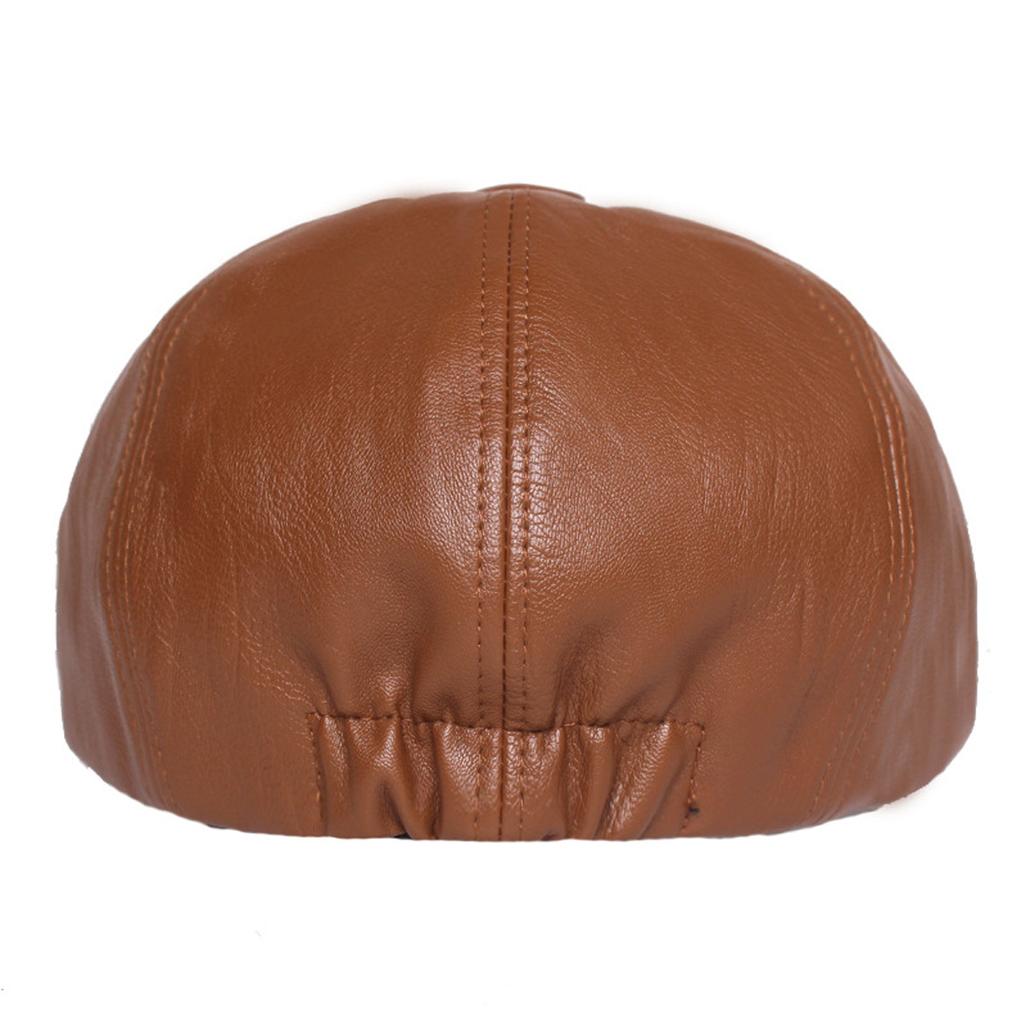 100.00% PU Leather Octagonal Unisex Forward Newsboy Berets Cap Hats