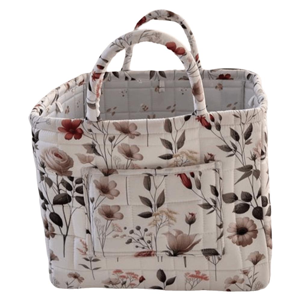 Floral Print Laundry Organizer with Side Pocket Miscellaneous Storage Basket  Shopping