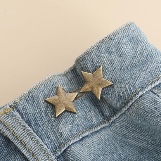 2 Pairs Pants Waist Tightener for Loose Jeans Alloy Star Jean Waist Pin No Sew Detachable Waist Buckle Button Pins for Women Jeans Skirts Trousers