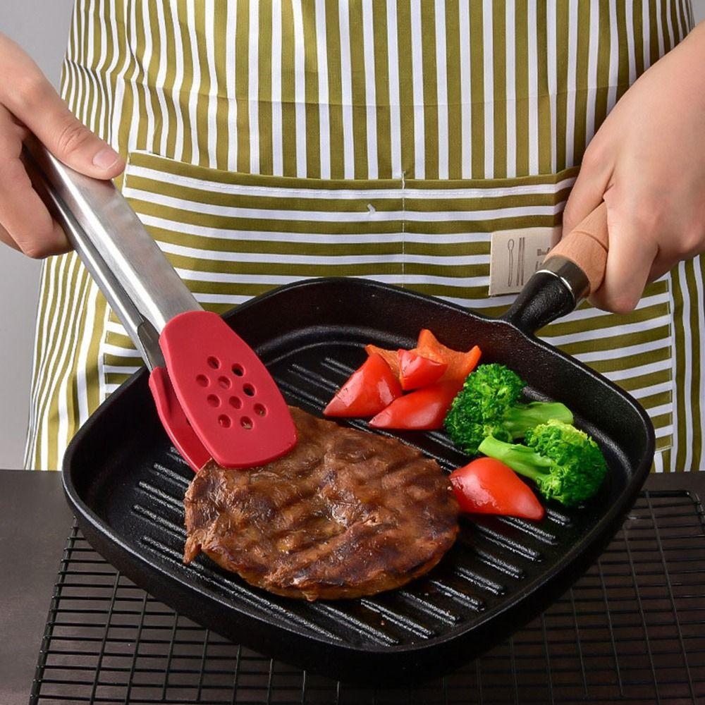 Silicone Head BBQ Grilling Tongs Anti-Scalding Cake Bread Tong Non-Stick Steak Tongs  Kitchen Use