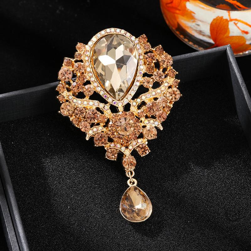 1Pcs Wedding Bridal Bouquet Clear Crystal Rhinestone Teardrop Dangle Brooch Pin Hot Women Men Brooch Clothing Accessories