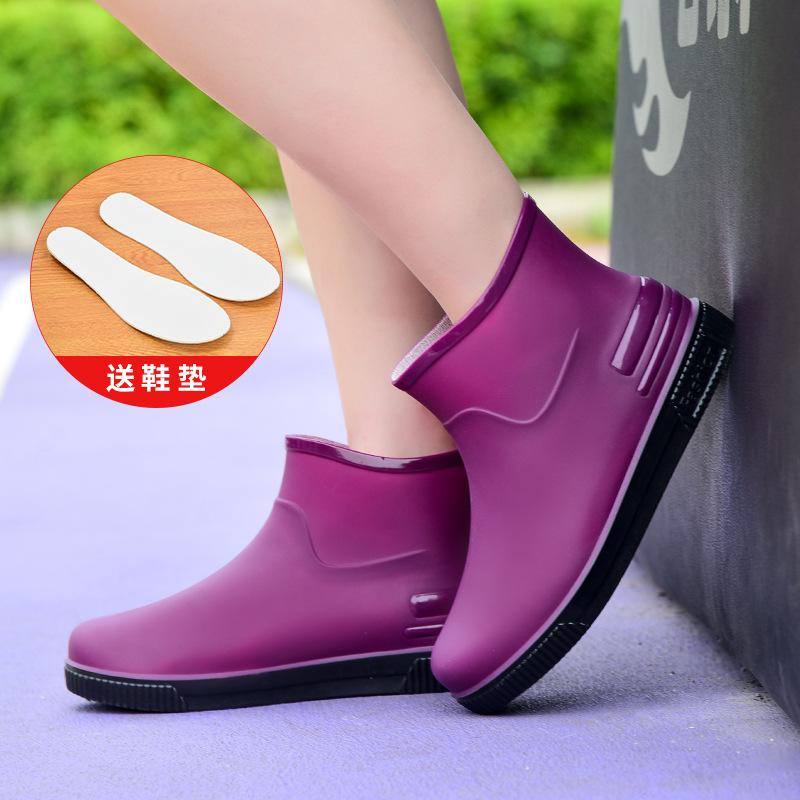 Fashion Women's Rain Shoes Short Tube Outer Wear Water Shoes Warm Non-slip Rain Boots Waterproof Boots Kitchen Car Wash Work Rubber Shoes