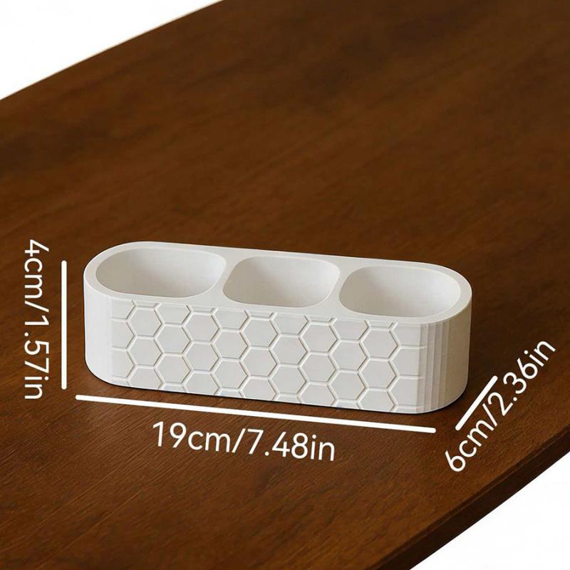 3-Slot Honeycomb Remote Control Holder - Desktop Storage Organizer for TV, Media Remotes, Non-Slip Design for Home And Office