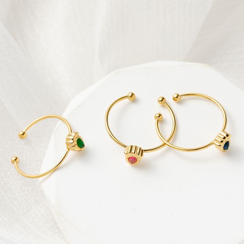 Water Drop Color Zirconium Open Ring Titanium Steel Plated Real Gold Non-Fading French Exquisite Stainless Steel Adjustable Ring