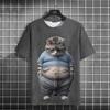 Summer Men's T-Shirt Funny Cat Print Oversized Short Sleeve Man T-Shirt Round Neck Casual Men Women Tee Neutral Clothing
