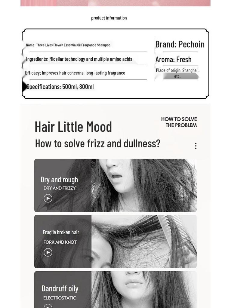 Three Lives Flower Essential Oil Shampoo & Body Wash: Anti-Dandruff, Anti-Itch Conditioner for Women, Softening Fragrance