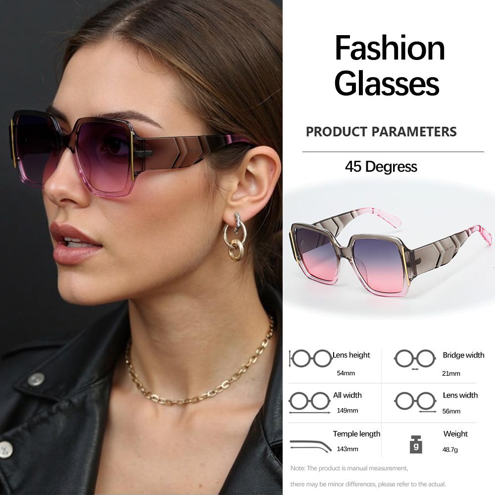 Sunglasses for Women Modern Wide Edge Large Frame Square Lens Frame Fashion Accessories Geometric Design Women s Glasses
