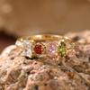 Minimalist Geometric Multicolor Cubic Zirconia Copper Ring for Women Modern Rainbow Stackable Statement Finger Jewelry