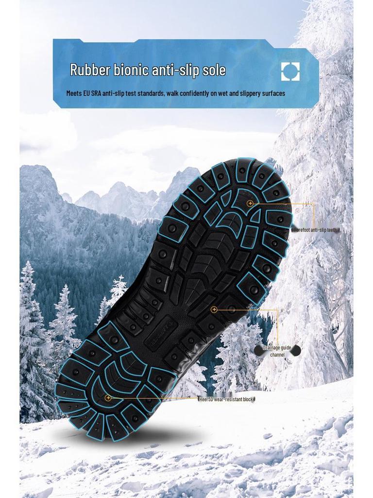 Langmeng Winter Safety Shoes - Unisex, Warm, Non-Slip, Anti-Smash, Anti-Puncture, Wear-Resistant.