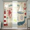 Octopus Lighthouse Anchor Whale Sailboat Crab Sheer Curtains for Living Room Tulle Window Curtain Bedroom Kitchen Veil Drapes