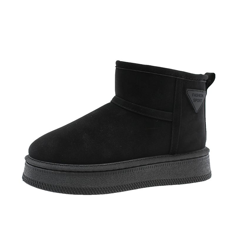 

Waterproof Snow Boots Winter New Round Toe Sleeve Woollen Warm Platform Non-Slip Flat Cotton Boots 40 чорний