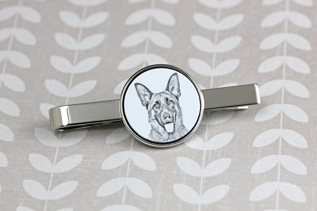 German Shepherd Dog, Alsatian Wolf Dog - tie clip with a dog, personalized tie clip, a unique gift for a man from the Art-Dog brand