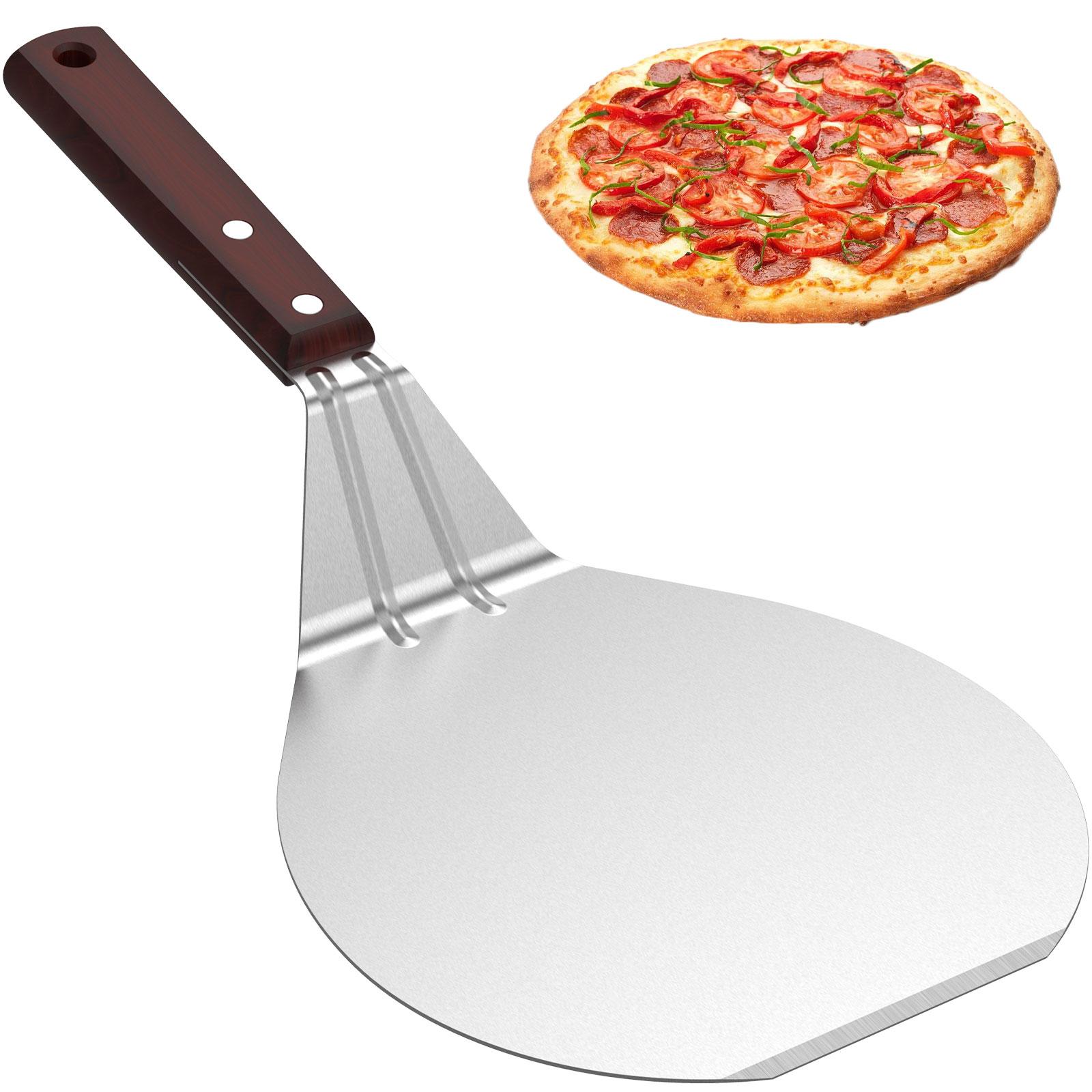 Stainless Steel Pizza Peel Metal Round Pizza Paddle Pizza Spatula with Wood Handle Cake Lifter Transfer Tray Pizza Shovel Tools