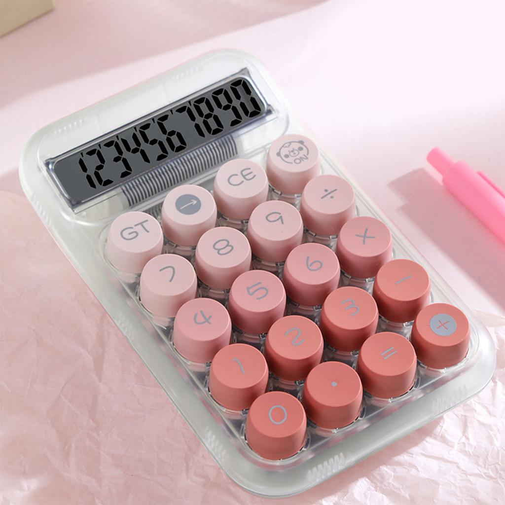 Cute Desktop Calculator Mechanical Clear Digital Display Simple Basic Desk Calculators for Business Office Supplies Pink